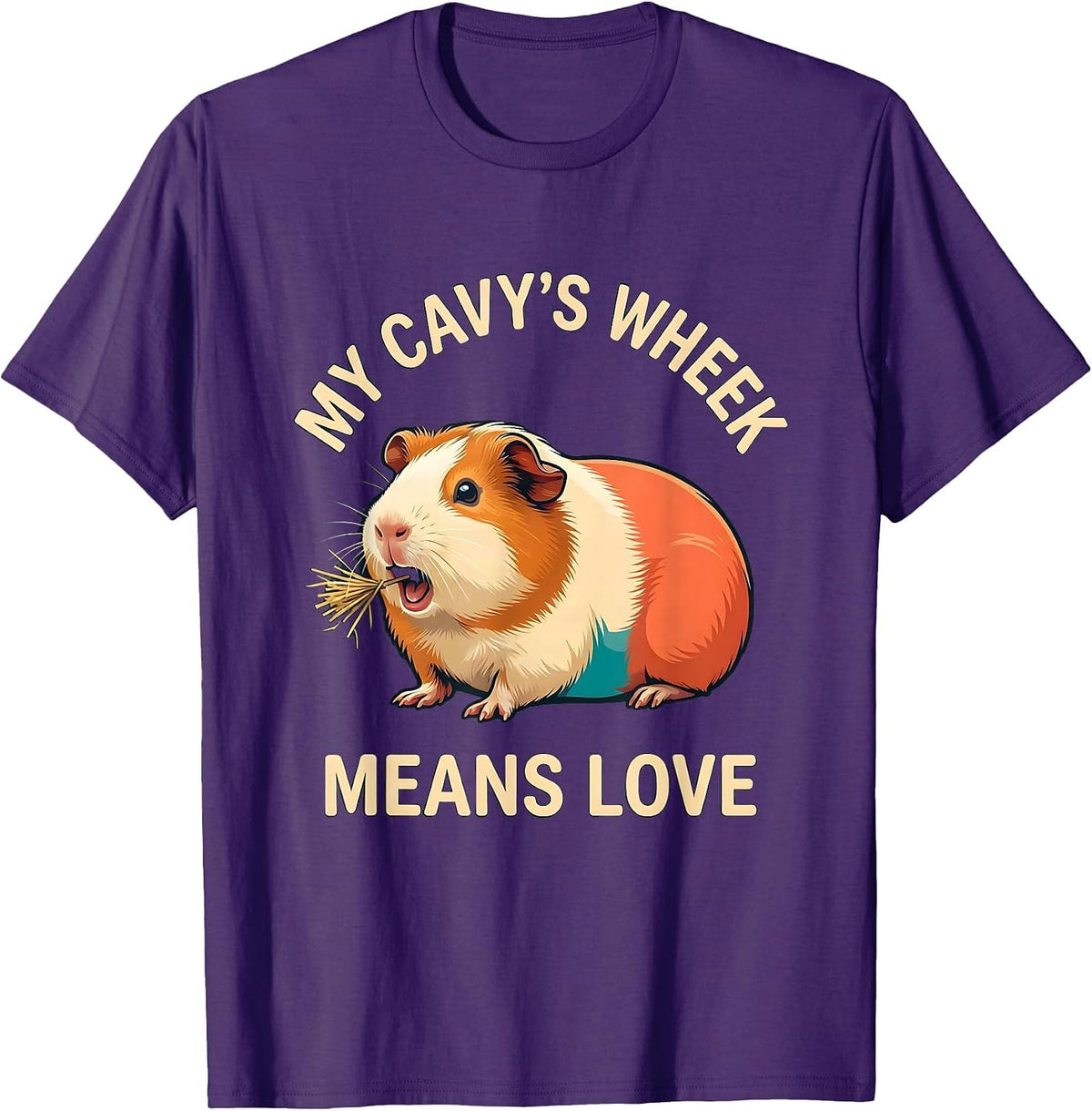 Men's My Cavy's Wheek Means Love Funny Guinea Pig Pet Lover Gift T-Shirt - Purple