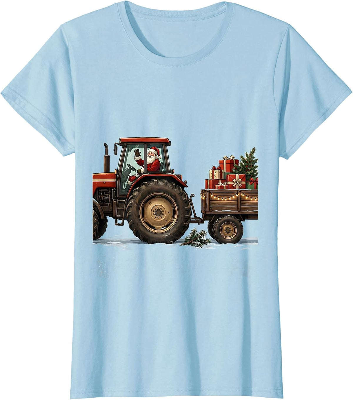 Farm Tractor Santa Christmas Farm Life Humor Gift T-Shirt - Baby Blue