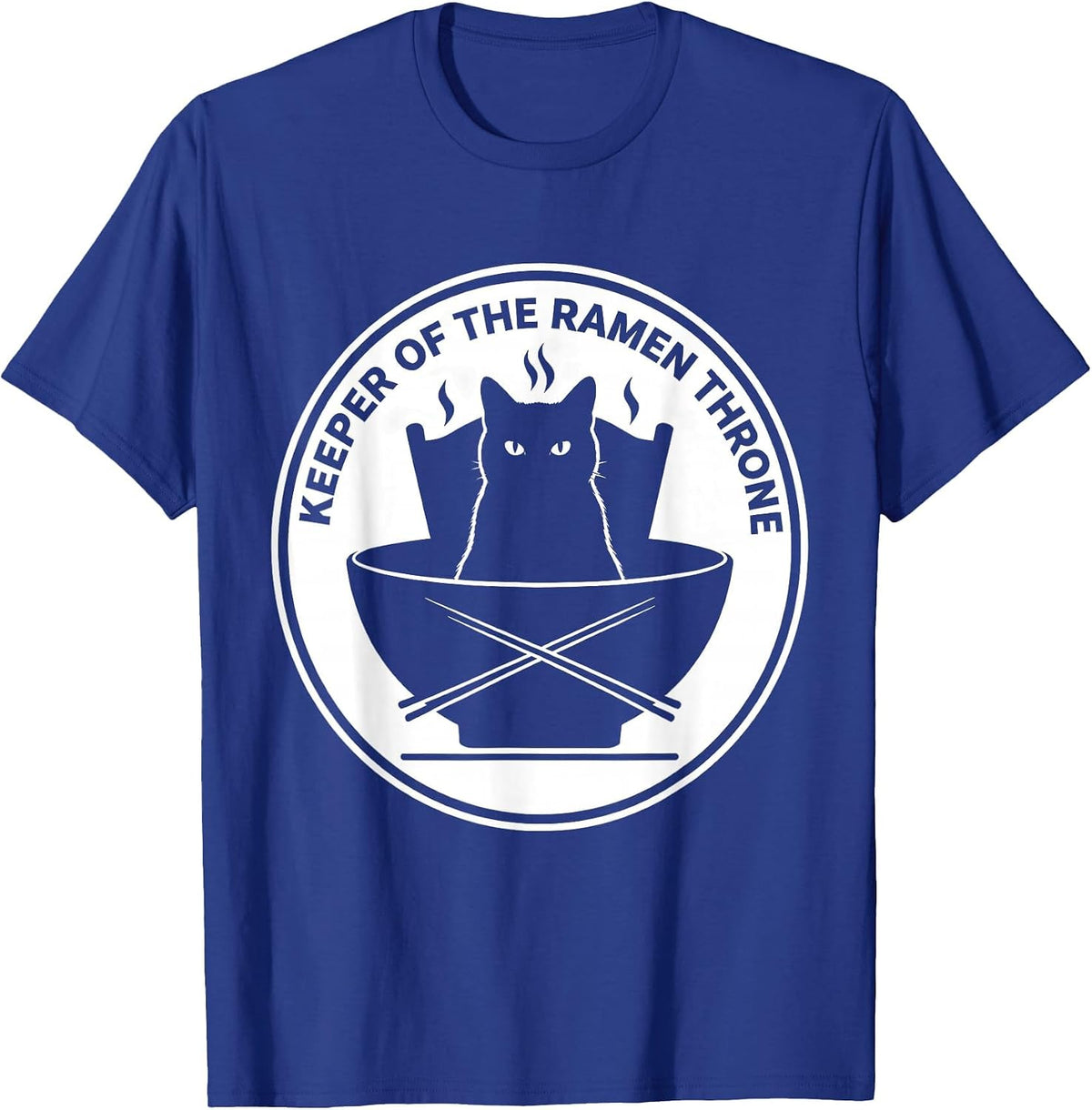 Men's Keeper Of The Ramen Throne Anime Cat Gamer Japanese Pop T-Shirt - Royal Blue