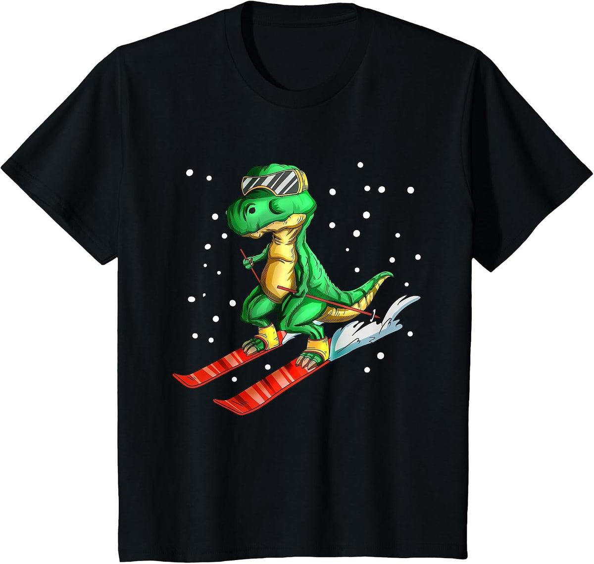 Dinosaur T-Rex Dinosaur with Ski Goggles T-Shirt - Black