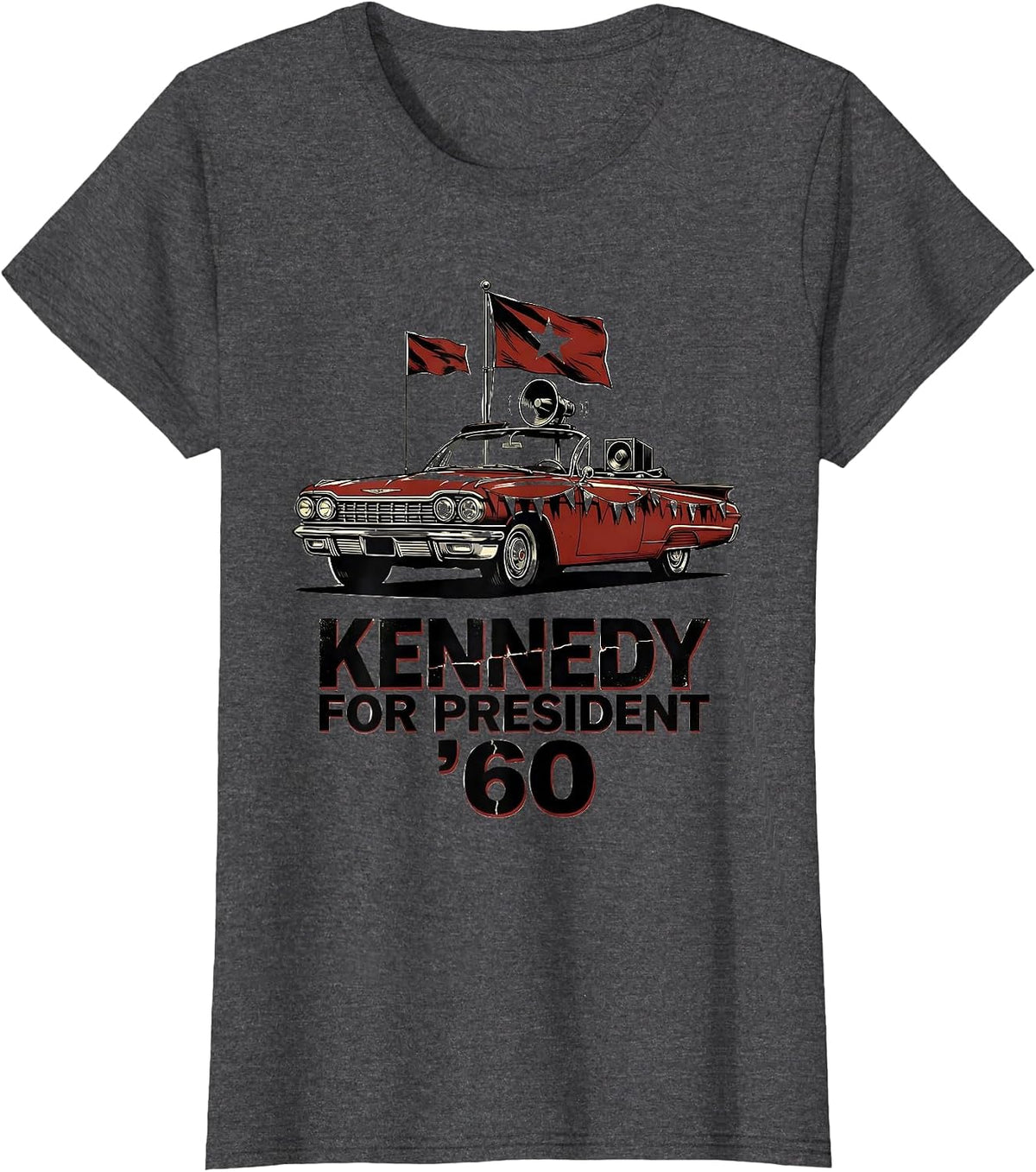 Women's Kennedy For President '60 Vintage Retro Political Nostalgia T-Shirt - Dark Heather Grey