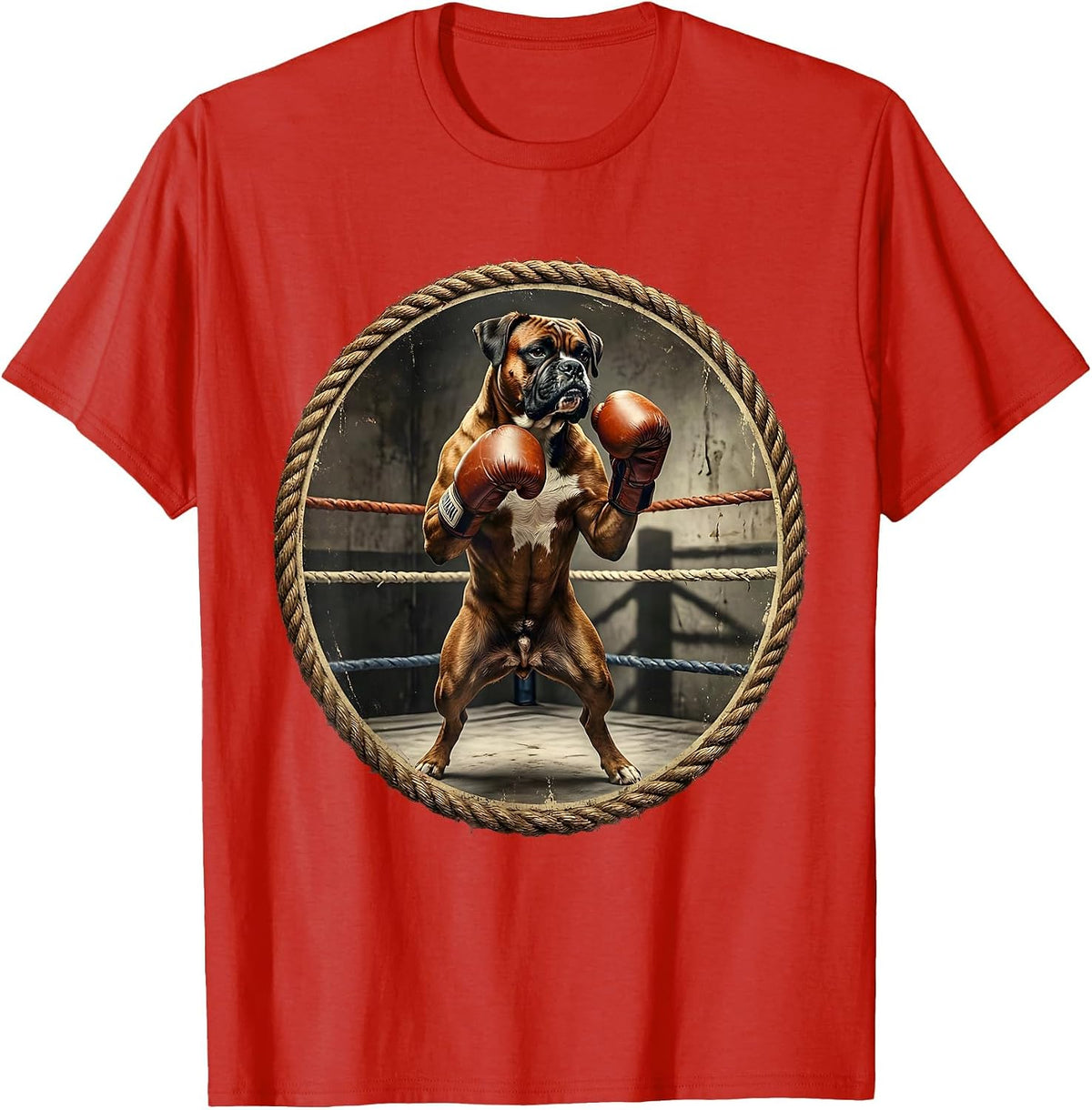 Men's Boxer Dog Shadow Boxing Gym Corner Graphic T-Shirt - Red