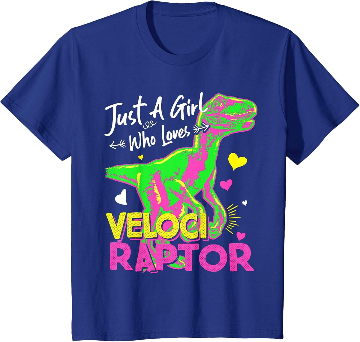 Just A Girl Who Loves Velociraptor | Girl Dinosaur Party T-Shirt - Royal Blue