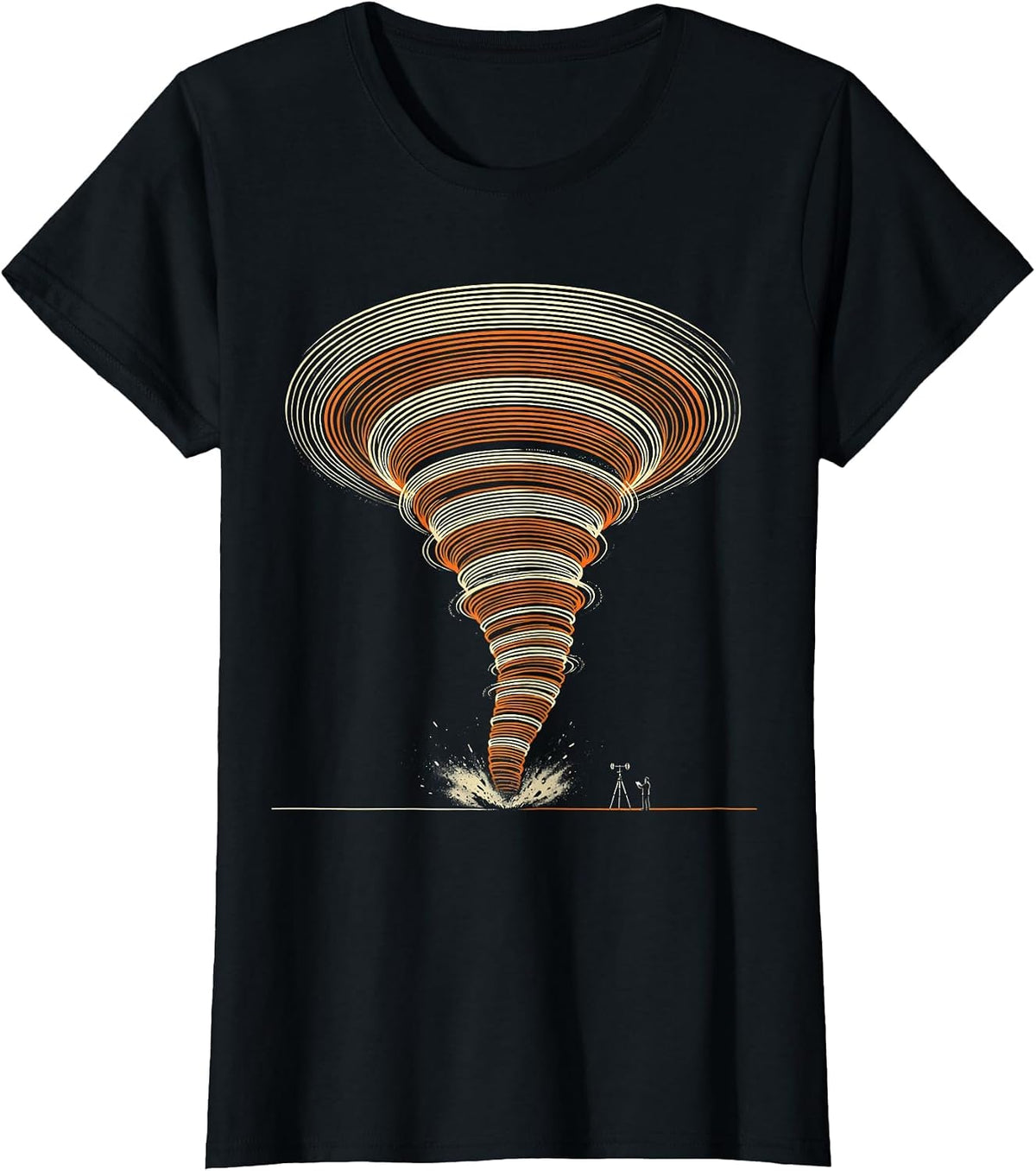Women's Tornado Funnel Meteorology Enthusiast Storm Chaser Humor T-Shirt - Black