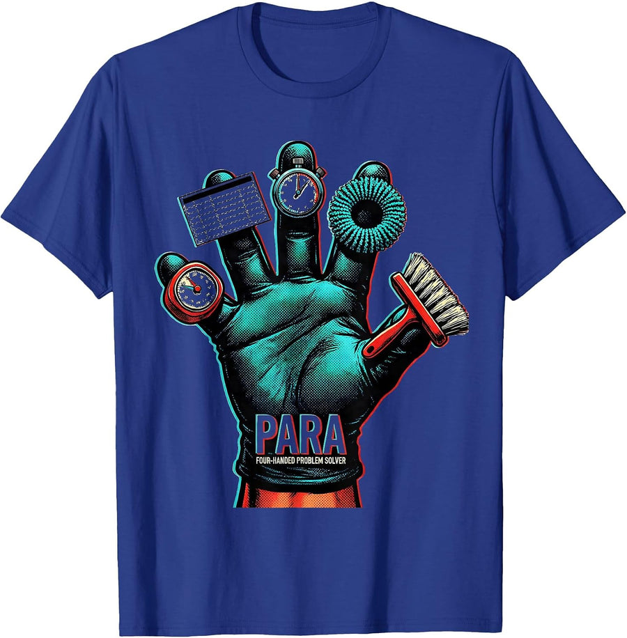 Para, Four-Handed Problem Solver Funny Paraprofessional T-Shirt - Royal Blue