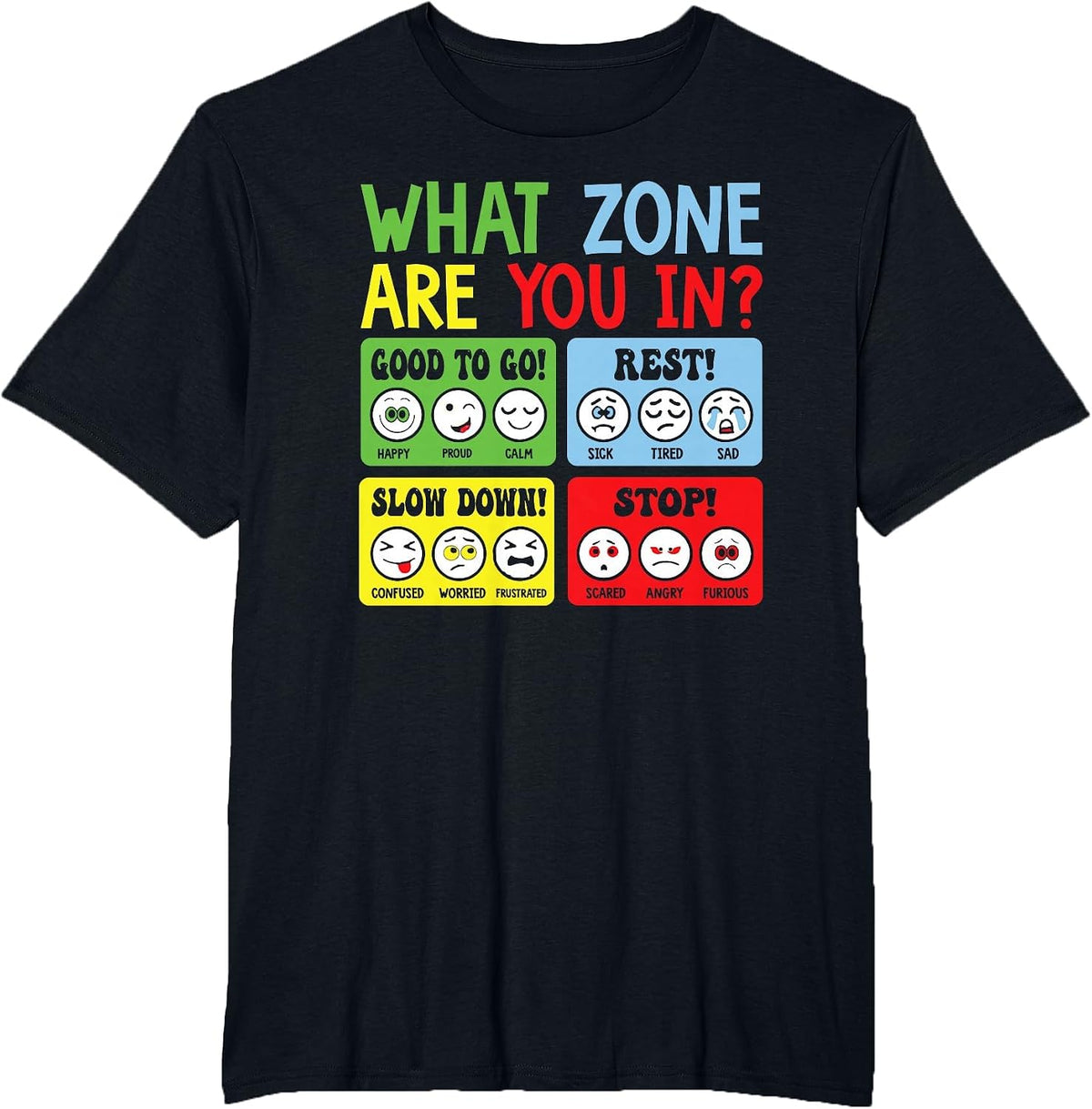 School Counselor Regulation Zone Mental Health Issues T-Shirt - Black