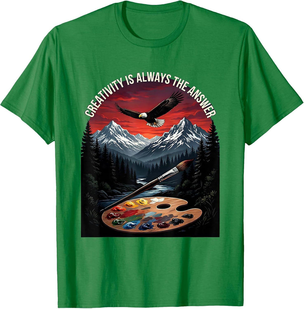 Men's Creativity Is Always The Answer Art Teacher Design T-Shirt - Kelly Green