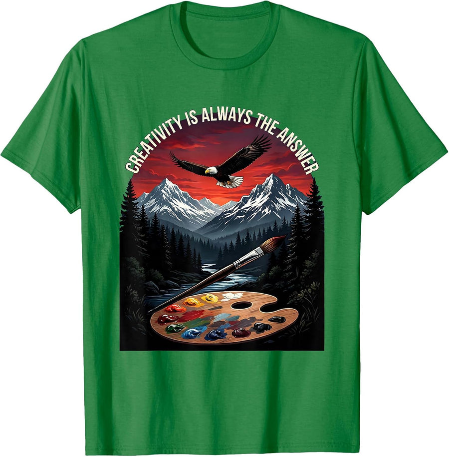 Men's Creativity Is Always The Answer Art Teacher Design T-Shirt - Kelly Green