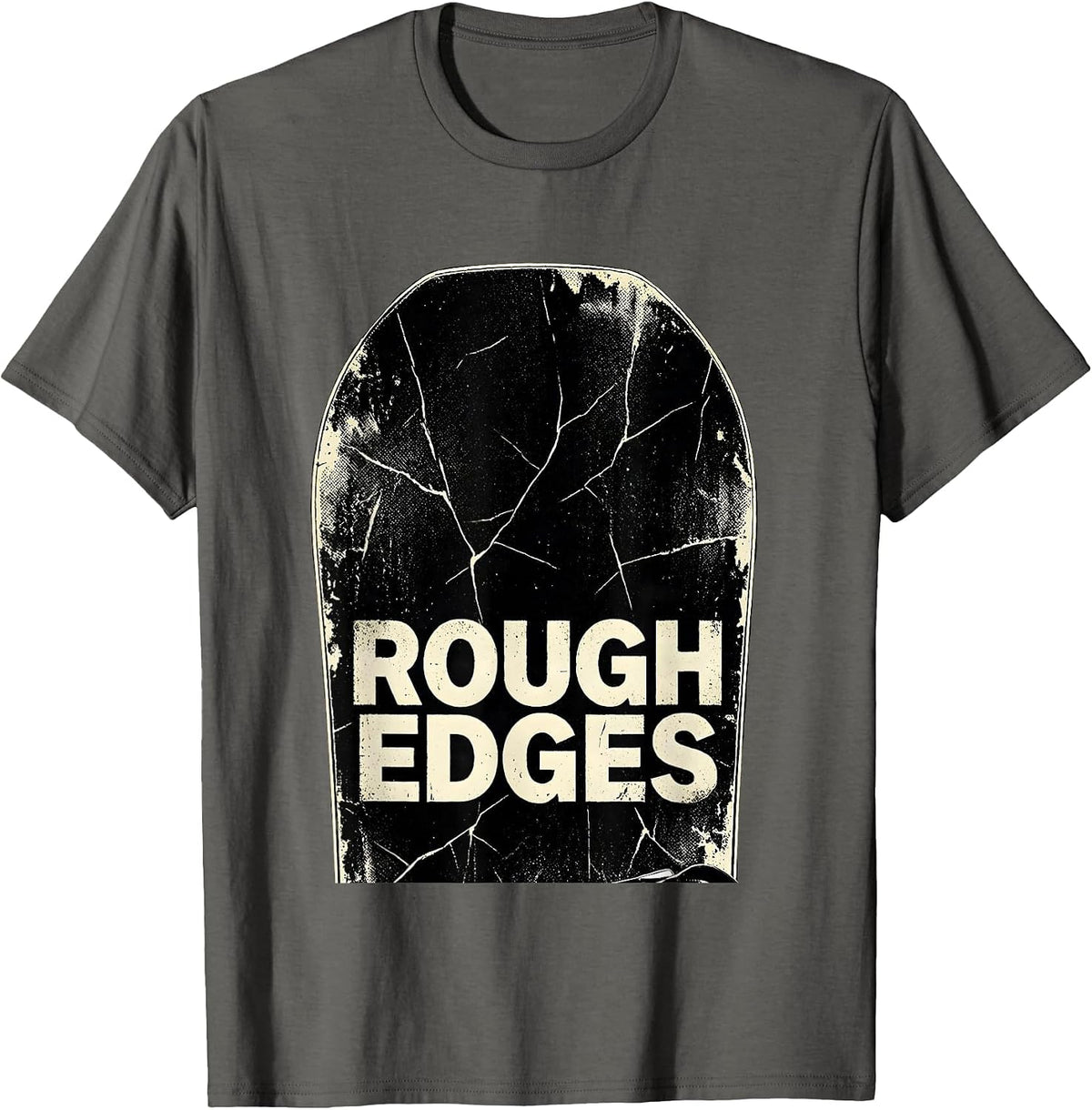 Rough Edges Distressed Snowboarder Ski Humor Gift T-Shirt - Asphalt Grey