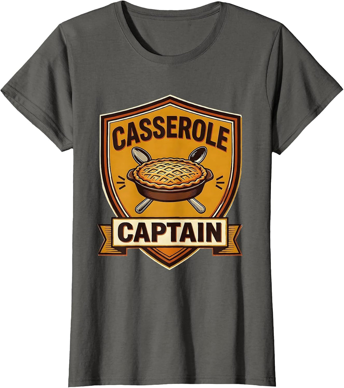 Women's Casserole Captain Funny Thanksgiving Family Humor Matching T-Shirt - Asphalt Grey