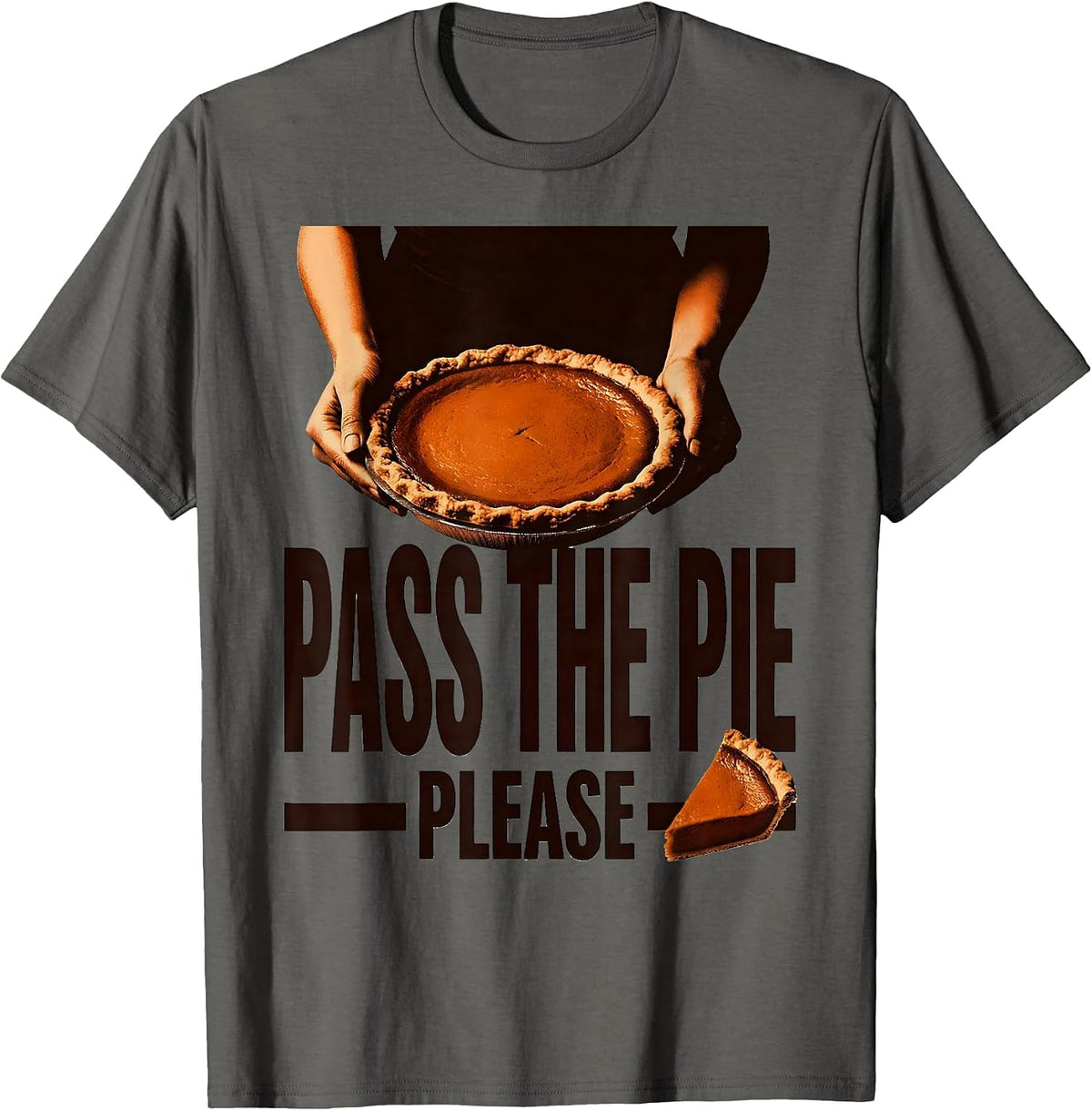 Men's Pass the Pie Please Thanksgiving Design T-Shirt - Asphalt Grey
