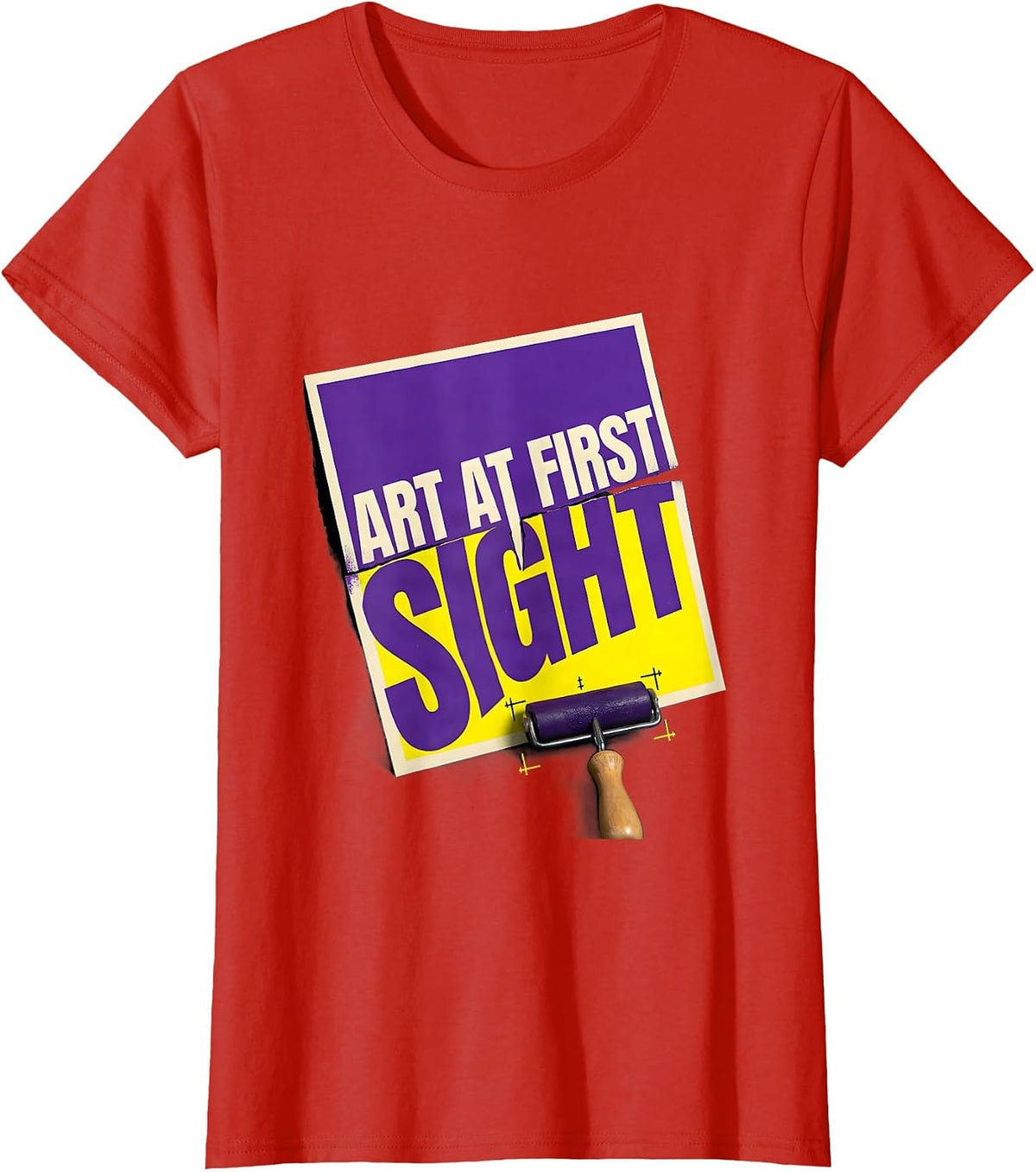 Art At First Sight New Wave Typography Art Teacher Painter T-Shirt - Red