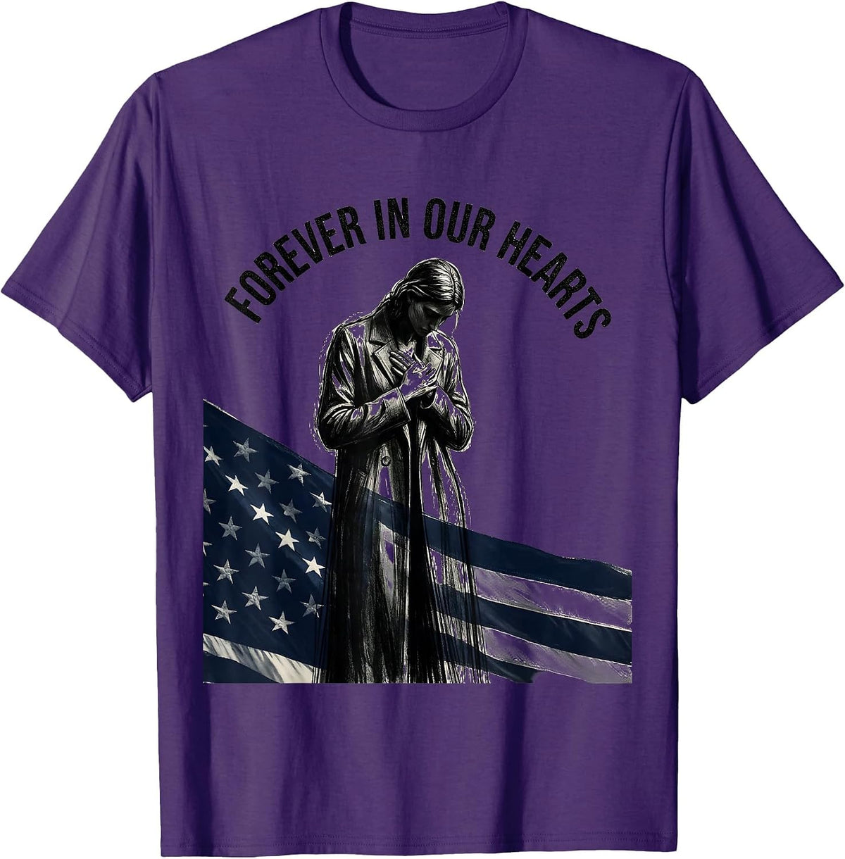 Forever In Our Hearts September 11 Memorial T-Shirt - Purple