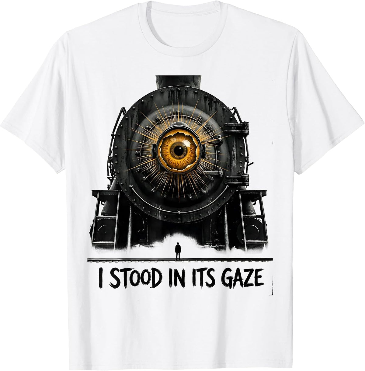 Men's I Stood In Its Gaze Big Boy 4014 Steam Train Engineer T-Shirt - White