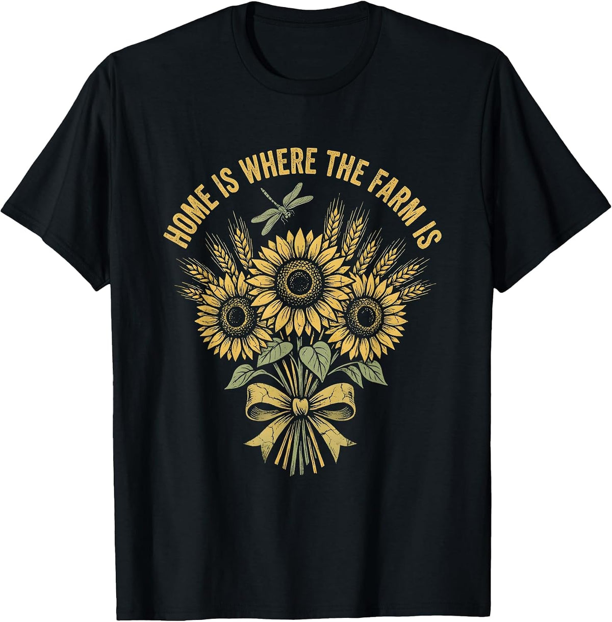 Men's Home Is Where The Farm Is Country Life Design T-Shirt - Black