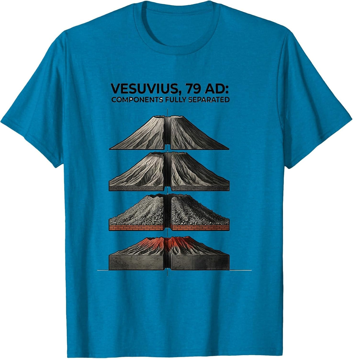 Vesuvius, 79 AD: Components Fully Separated Funny T-Shirt - Sapphire Blue