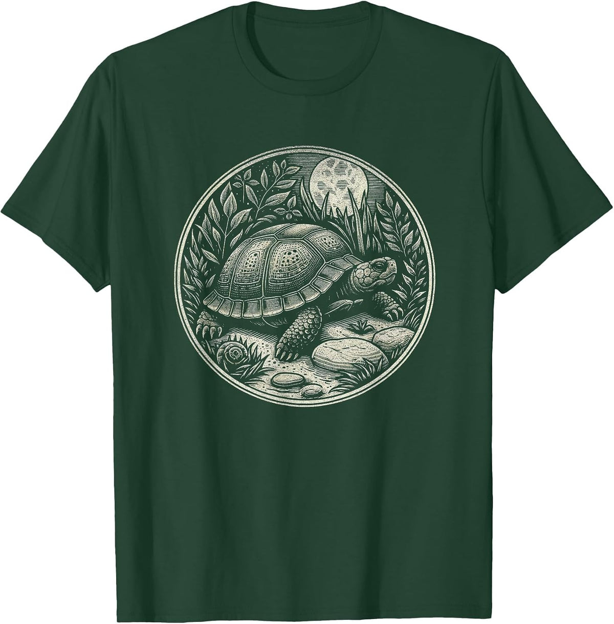 Canned Turtle Nature Scenes Graphic Design for Women T-Shirt - Dark Green