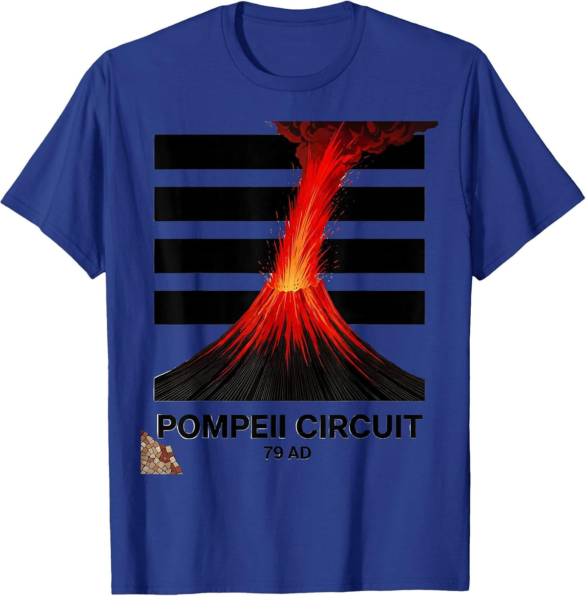 Pompeii Circuit 79 AD Constructivist Historical Volcano T-Shirt - Royal Blue