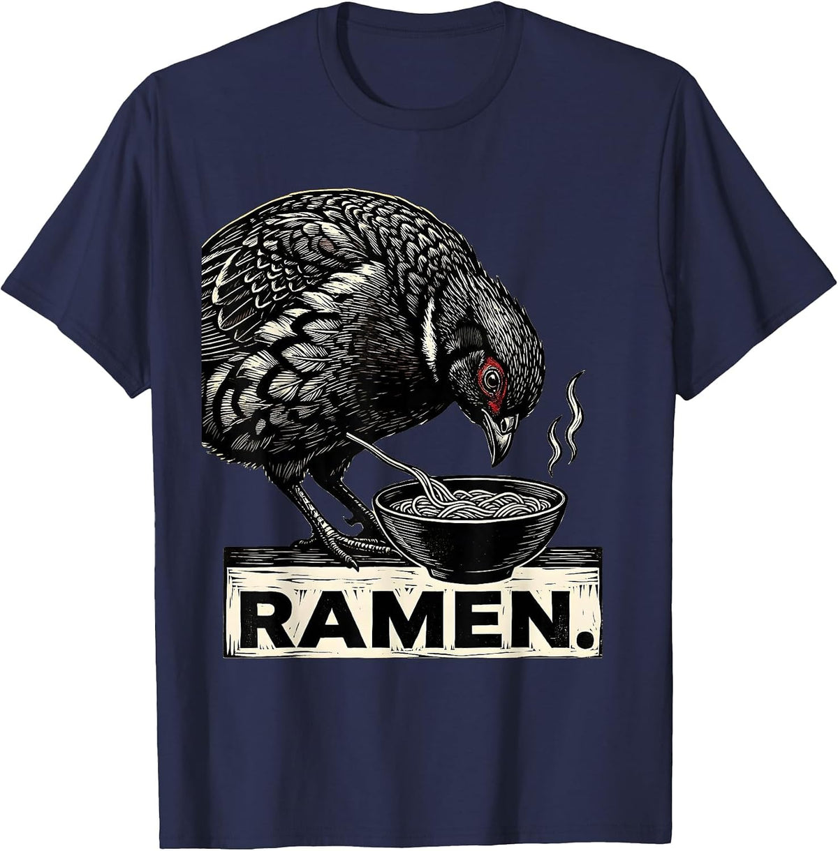 Men's Ramen Japanese Quail Kawaii Anime Animal Food Lover T-Shirt - Navy Blue