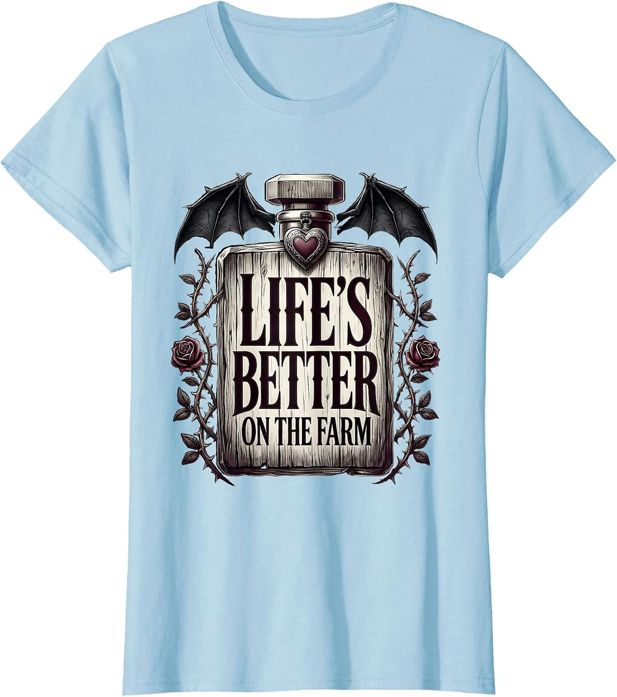Women's Life's Better On The Farm Country Living Design T-Shirt - Baby Blue
