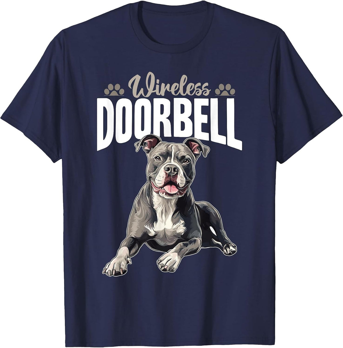 Pitbull Terrier Dog Breed Wireless Doorbell T-Shirt - Navy Blue