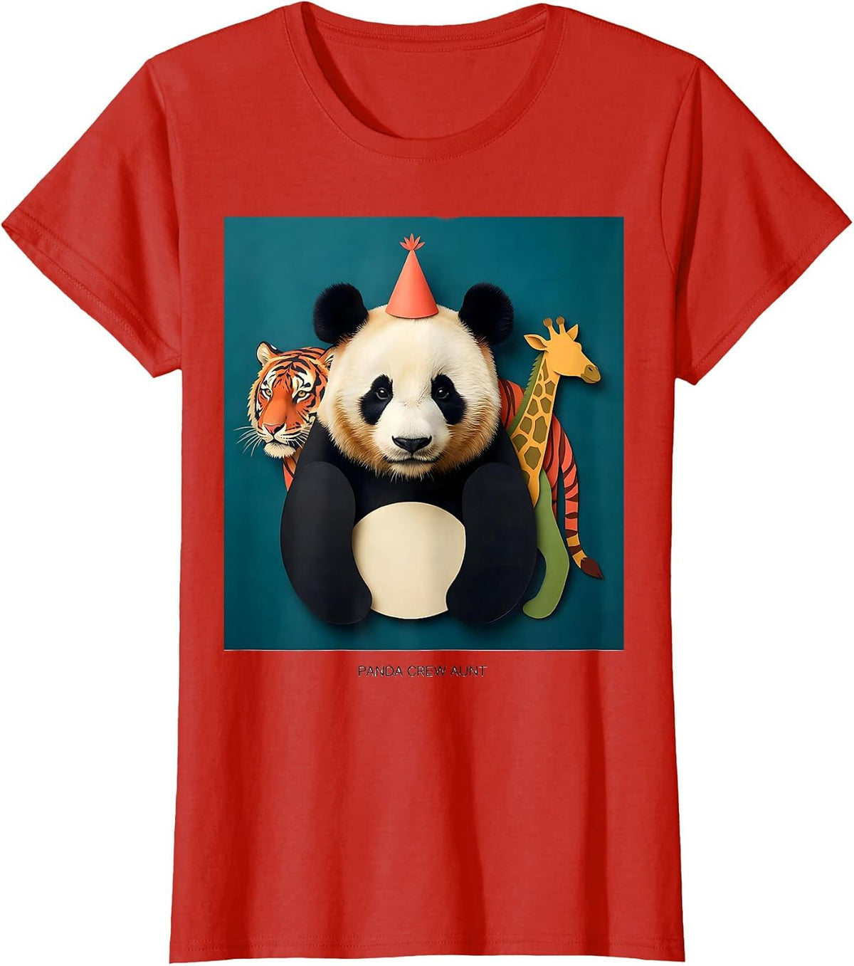 Women's Panda Crew Aunt Cute Safari Zoo Animal Party Birthday T-Shirt - Red