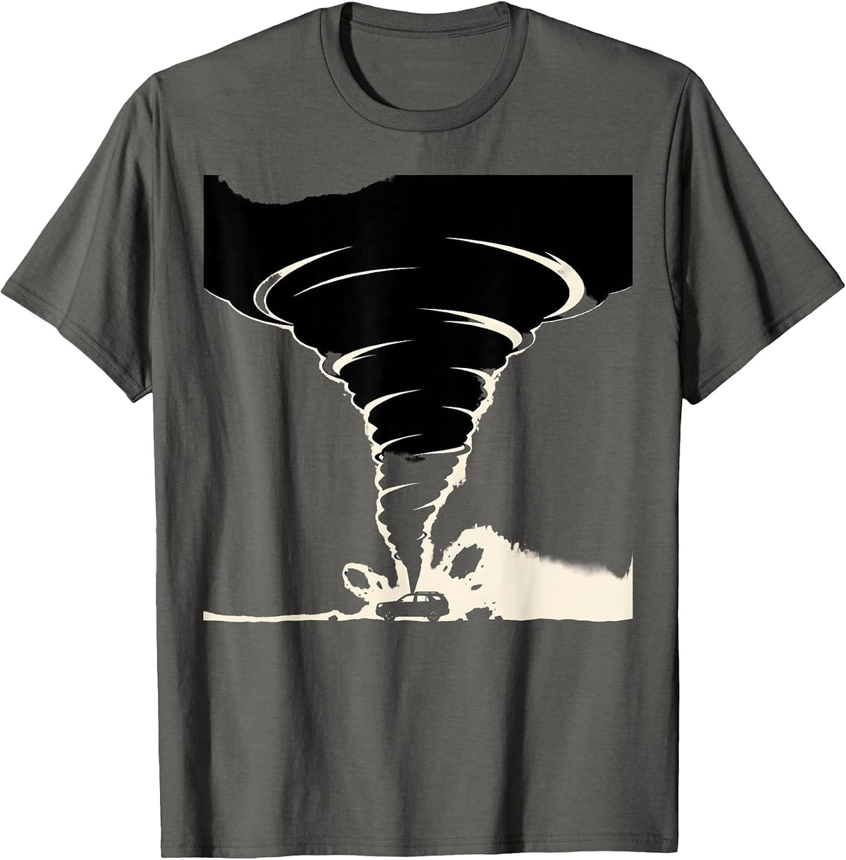Men's Tornado Storm Chaser Silhouette Meteorology Enthusiast T-Shirt - Asphalt Grey