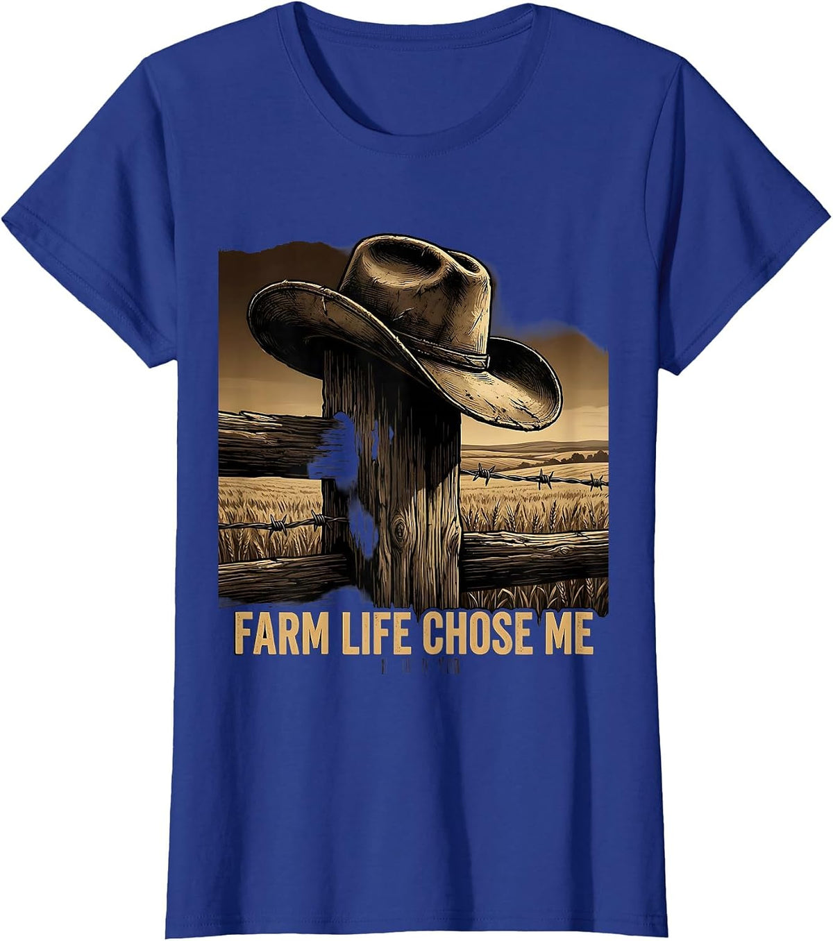 Women's Farm Life Chose Me Country Living Design T-Shirt - Royal Blue