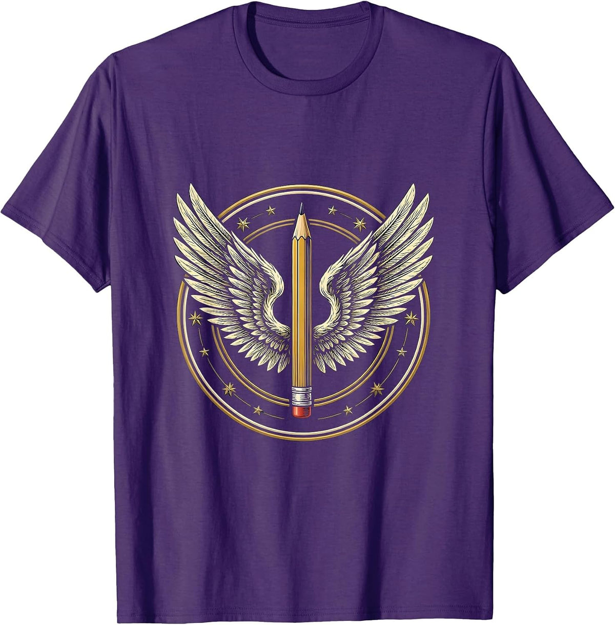 Men's Special Education Teacher Winged Pencil Soaring Art T-Shirt - Purple