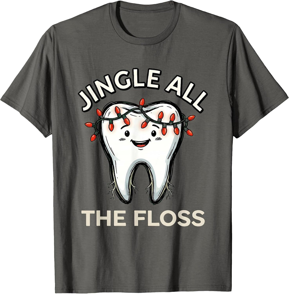 Men's Jingle All the Floss Funny Dental Christmas Dentist Team T-Shirt - Asphalt Grey