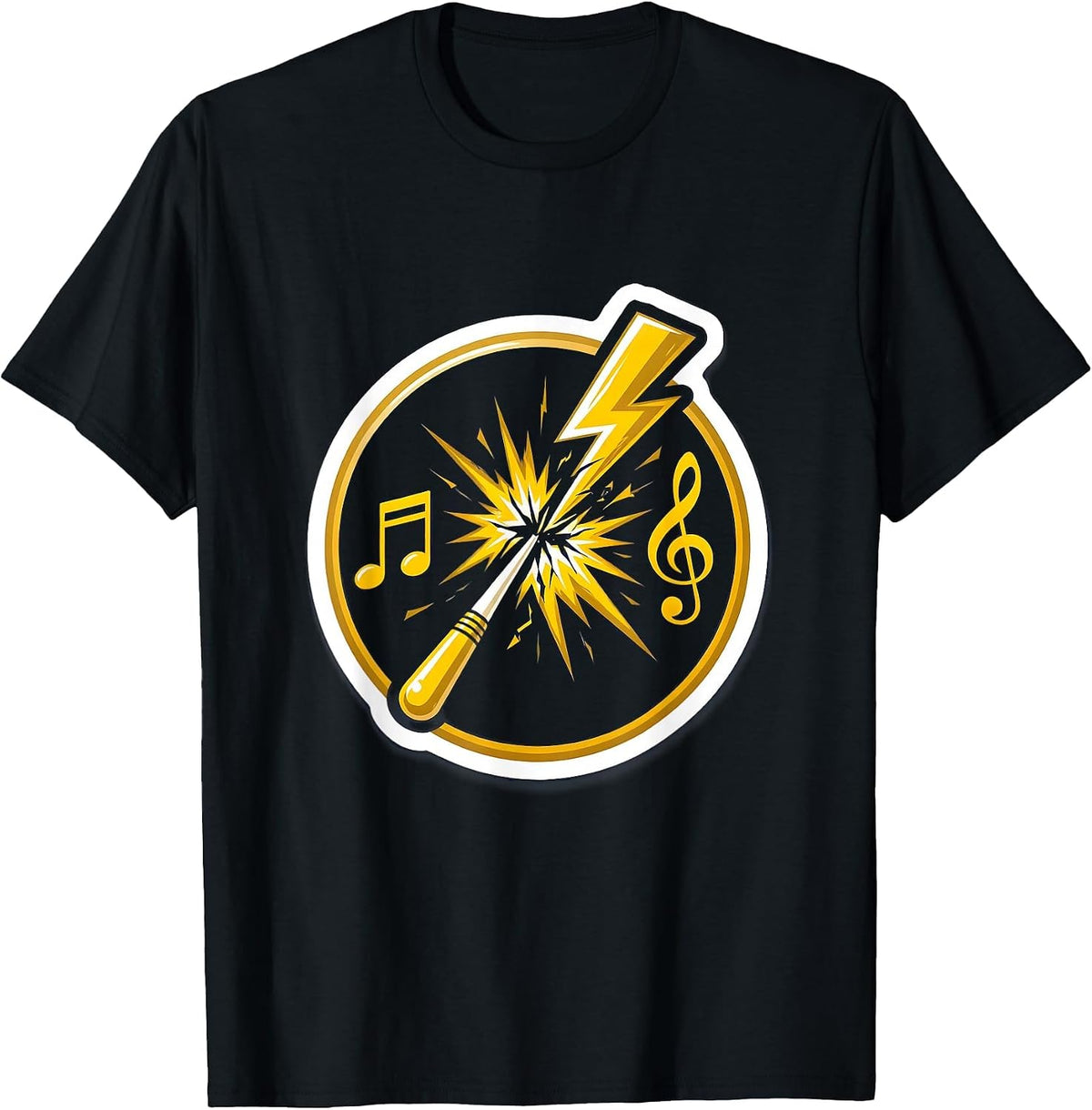 Men's Music Teacher Conductor Baton Lightning Bolt Graphic T-Shirt - Black