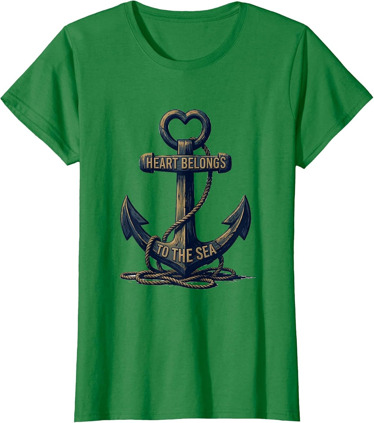Women's Heart Belongs to the Sea Sailor Design T-Shirt - Kelly Green