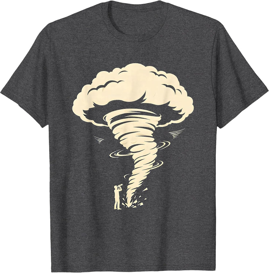 Men's Tornado Silhouette Storm Chaser Meteorology Humor T-Shirt - Dark Heather Grey