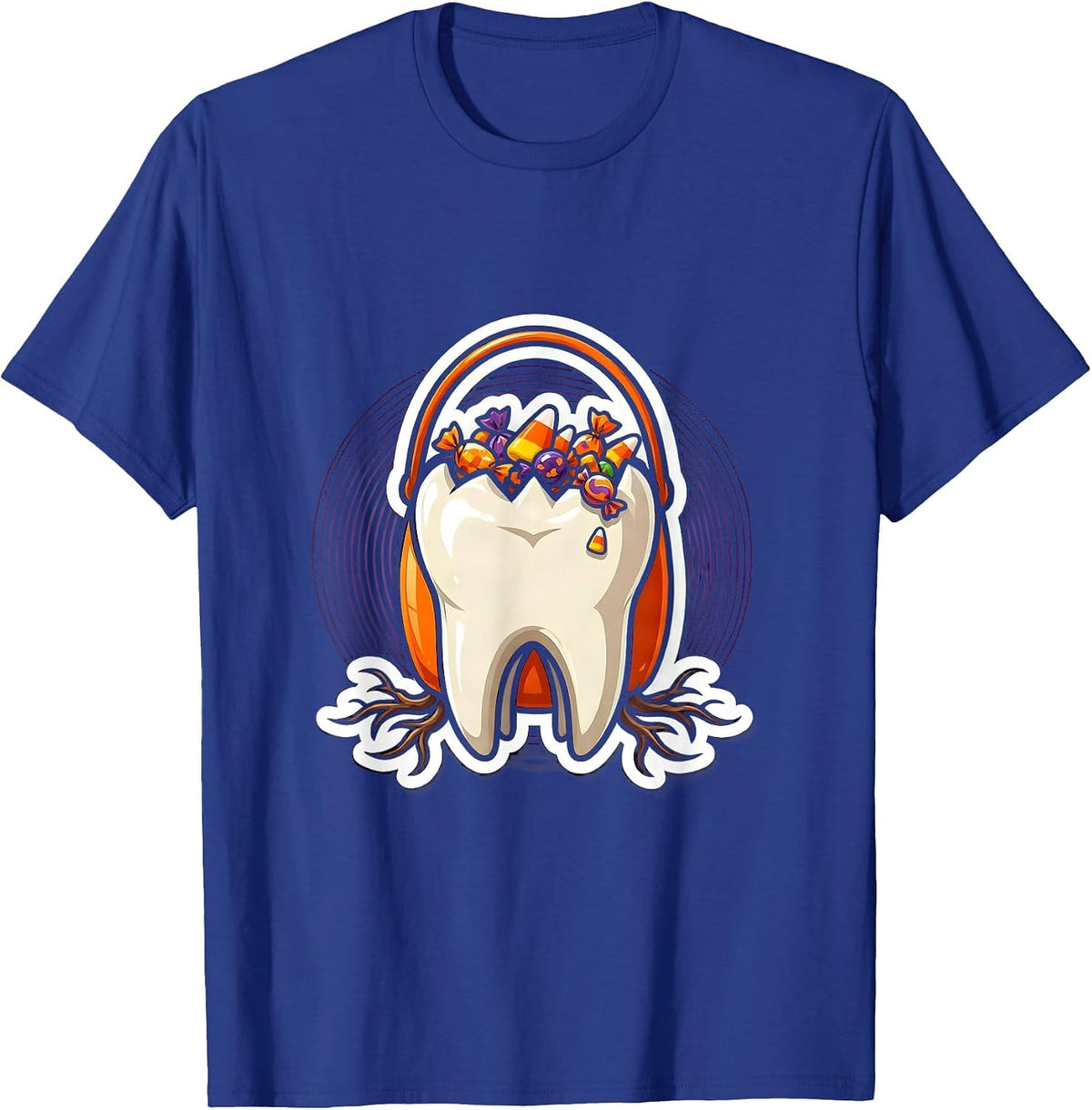 Men's Molar Candy Bucket Dental Halloween Graphic T-Shirt - Royal Blue