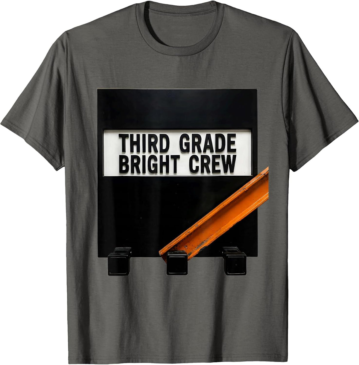 Third Grade Bright Crew Funny Teacher Back To School Staff T-Shirt - Asphalt Grey