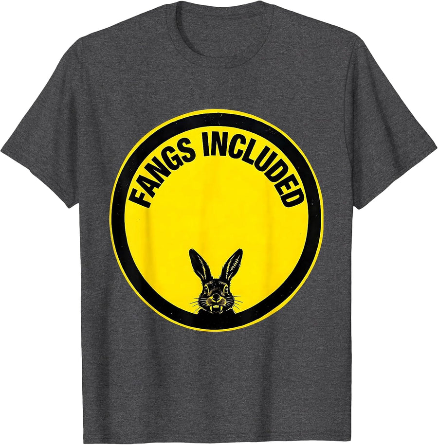 Men's Fangs Included Pastel Goth Creepy Cute Kawaii Bunny Horror T-Shirt - Dark Heather Grey