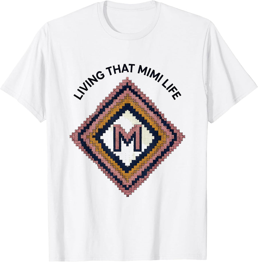 Men's Living That Mimi Life Grandma Design T-Shirt - White