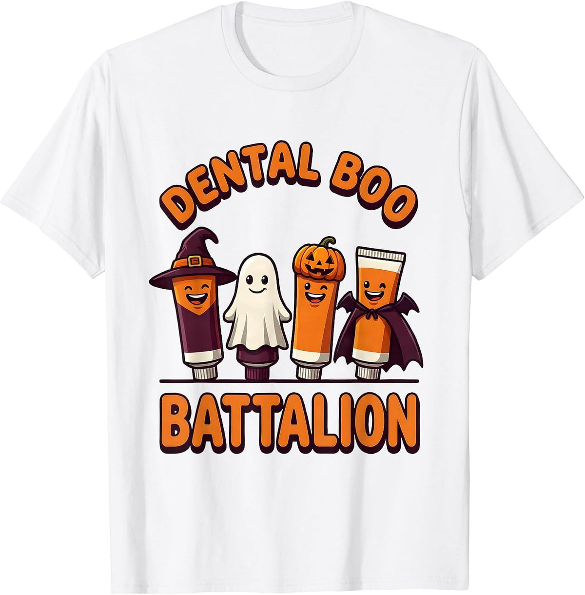 Men's Dental Boo Battalion Funny Dentist Halloween Costume Humor T-Shirt - White
