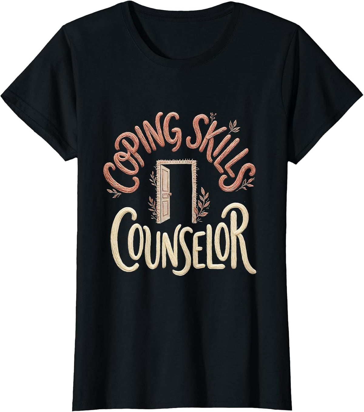 Coping Skills Counselor Boho Distressed Mental Health T-Shirt - Black