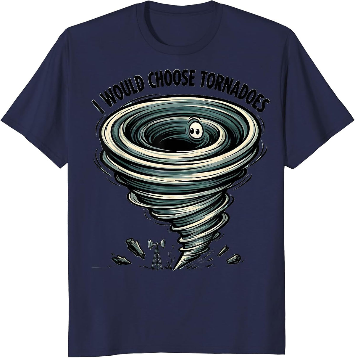 I Would Choose Tornadoes Funny Storm Chaser Meteorology Kids T-Shirt - Navy Blue
