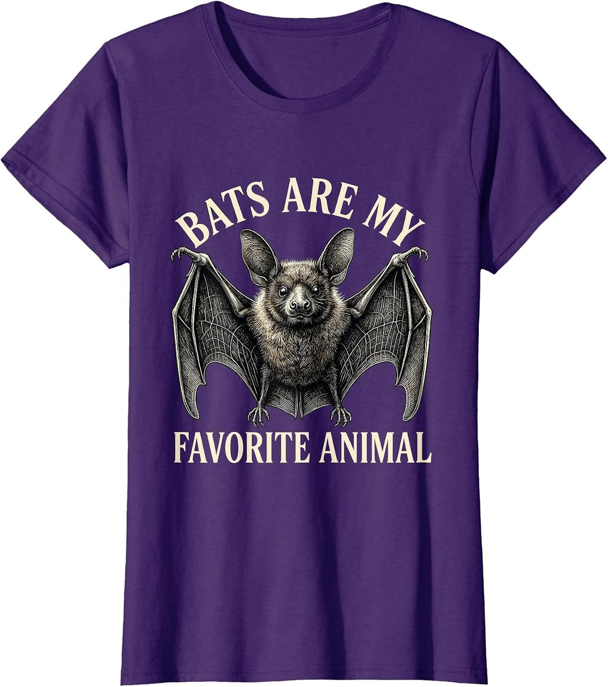 Women's Bats Are My Favorite Animal Botanical Bat Lover Wildlife T-Shirt - Purple