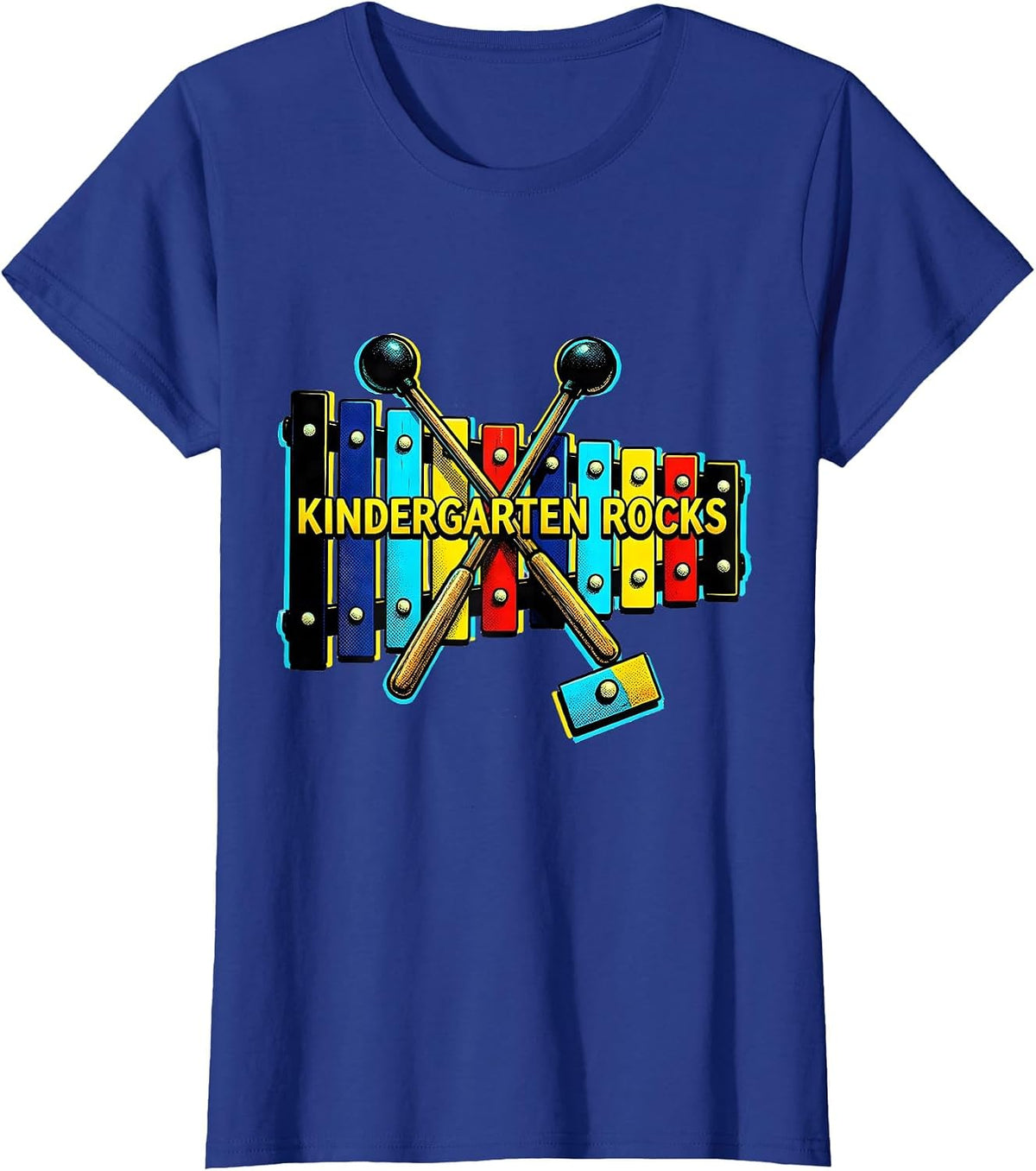 Women's Kindergarten Rocks Pop Art Teacher Kids First Day School T-Shirt - Royal Blue