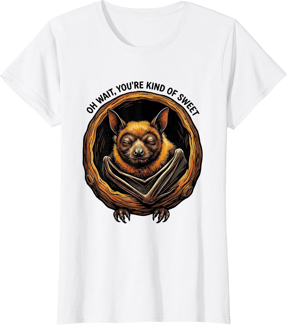 Women's Oh Wait, You're Kind Of Sweet Vintage Bat Lover Halloween T-Shirt - White
