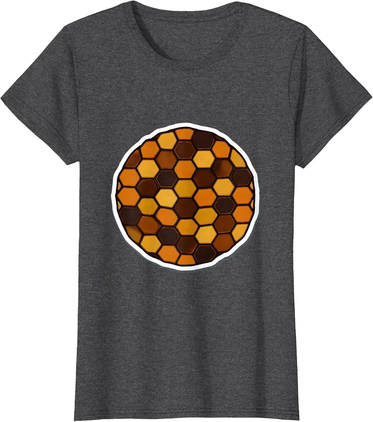 Women's Tortoise Shell Mosaic Geometric Hexagon Pattern T-Shirt - Dark Heather Grey