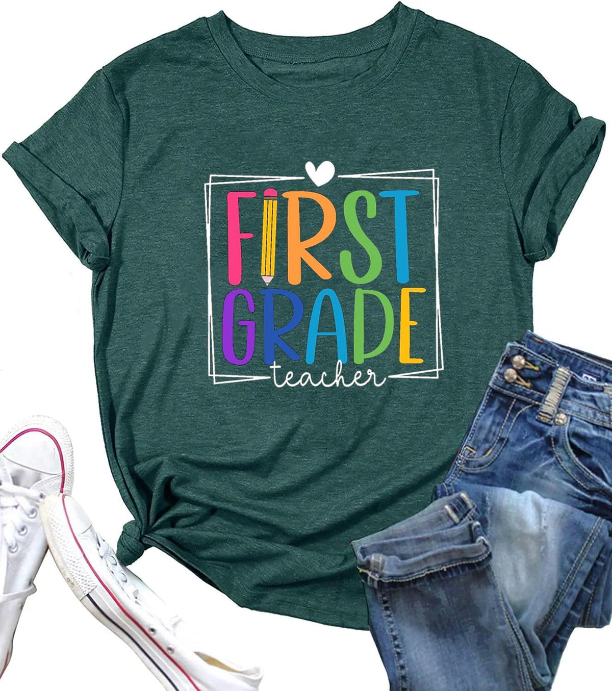 First Grade Teacher Shirts Women You Can Do Hard Things Tshirt Inspirational Saying Graphic Tee Tops - Deep Green