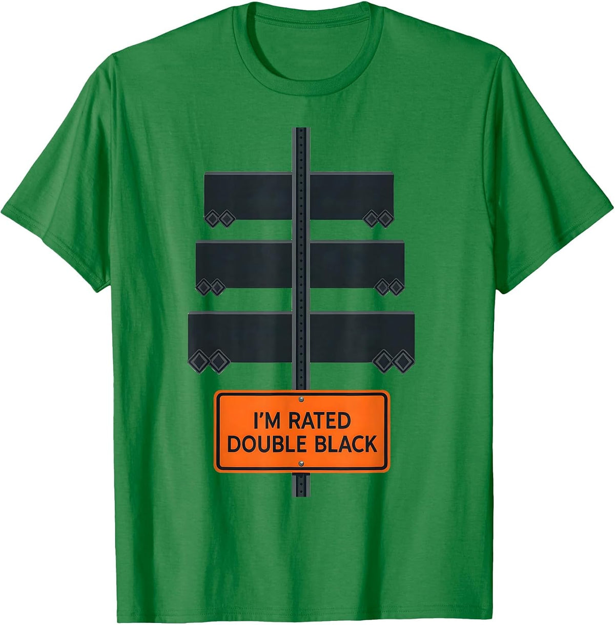 Men's I'm Rated Double Black Funny Ski Snowboarder Winter Sports T-Shirt - Kelly Green