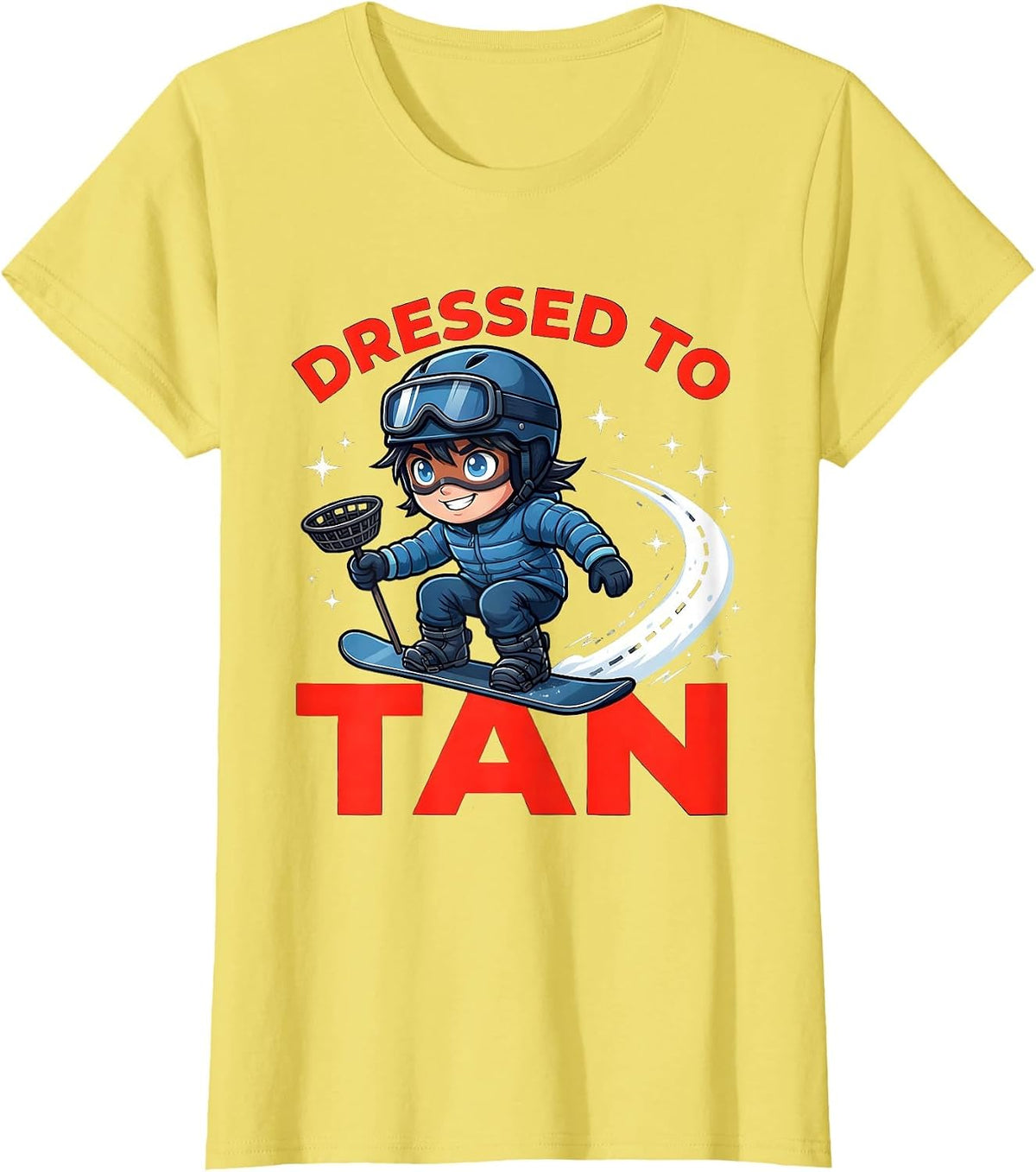 DRESSED TO TAN Funny Snowboarder Skiing Winter Gift T-Shirt - Lemon Yellow