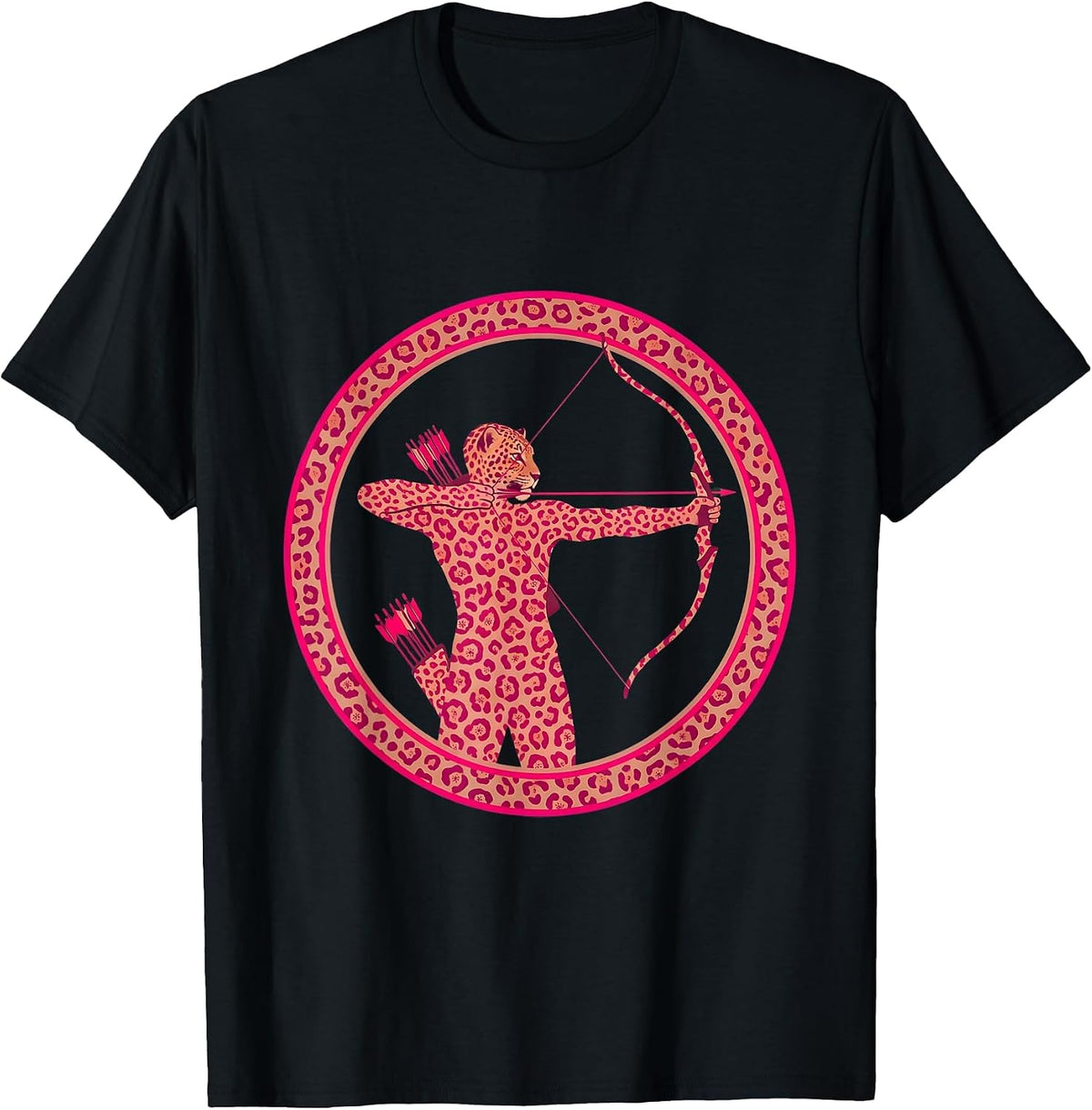 Men's Pink Camo Archer Drawing Bow and Quiver T-Shirt - Black