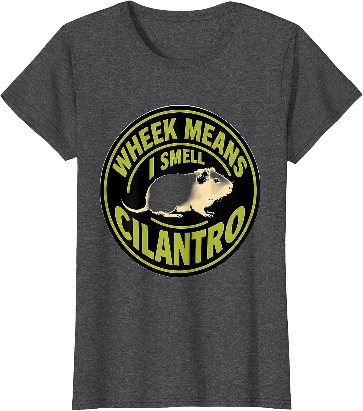 Women's Wheek Means I Smell Cilantro Funny Guinea Pig Lover Pet T-Shirt - Dark Heather Grey