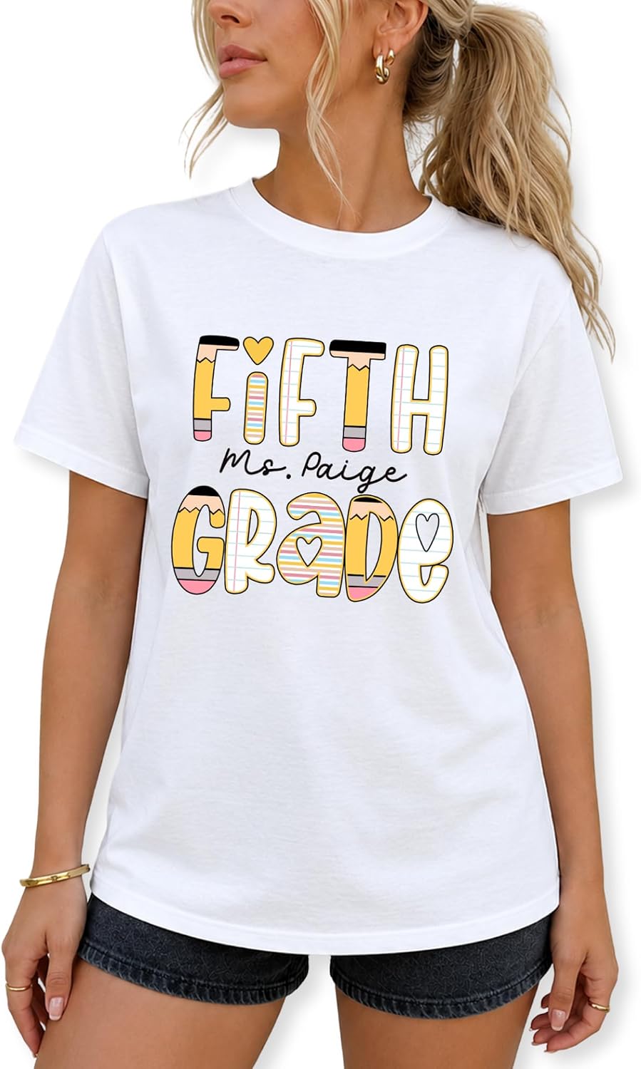 Custom Teacher T-Shirt Team Grade Level Back to School - Fifth Grade